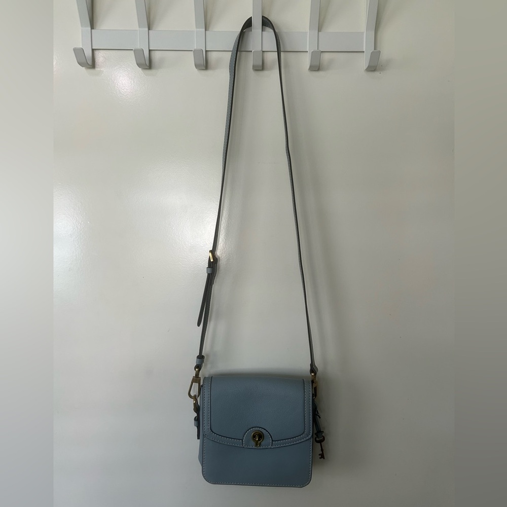 Light Blue Ainsley Small Flap Crossbody Fossil bag.